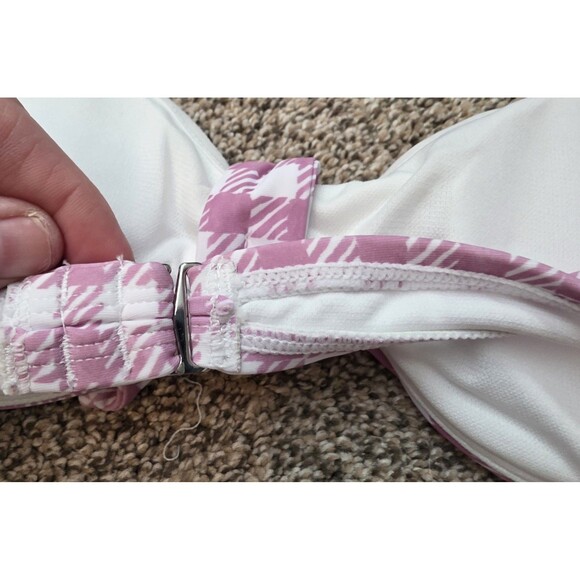 Cupshe NWT Pink White Gingham Bikini Size Medium Ruffle Top Bow Two Piece - Picture 10 of 15